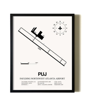 Framed Paulding Northwest Atlanta Airport wall art poster in black frame