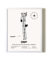 William R. Pogue Municipal Airport airport map poster in oak frame