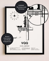 Framed Cecil Airport layout wall art poster
