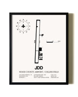 Framed Wood County Airport / Collins Field wall art poster in black frame