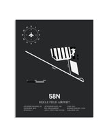 Gray Framed Reigle Field Airport layout wall art poster