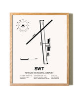 Seward Municipal Airport framed print in natural wood frame