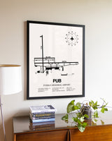 Pueblo Memorial Airport aviation wall décor in black wood frame