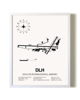 Duluth International Airport airport map poster in oak frame