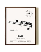 Ramona Airport aviation print in walnut frame