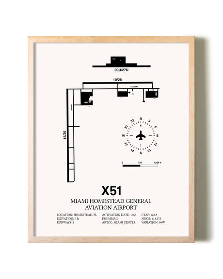 Miami Homestead General Aviation Airport framed wall art in white frame