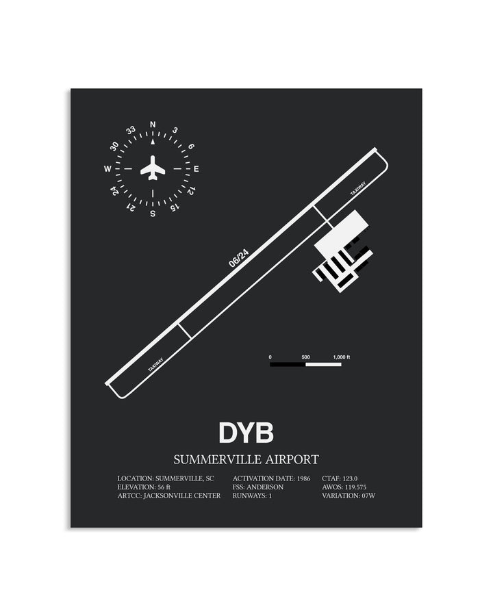 Gray Framed Summerville Airport layout wall art poster