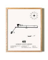 Morrow County Airport framed print in natural wood frame