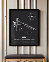 Frame color options for Northwest Alabama Regional Airport Wall Art