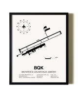 Framed Brunswick Golden Isles Airport wall art poster in black frame