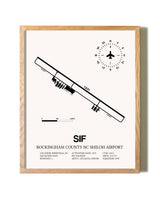 Rockingham County NC Shiloh Airport framed print in natural wood frame