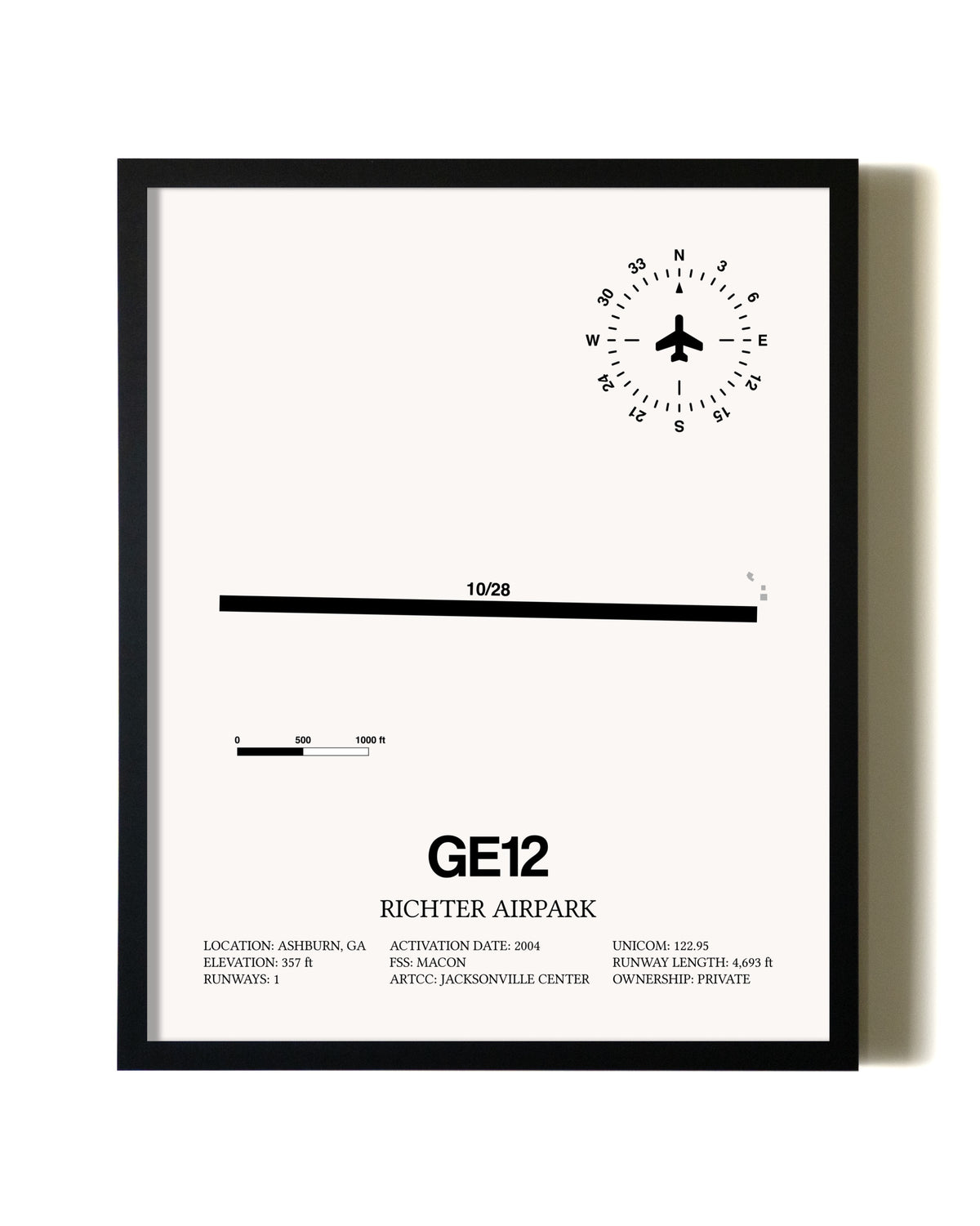 Framed Richter Airpark wall art poster in black frame