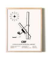 Council Bluffs Municipal Airport framed wall art in white frame