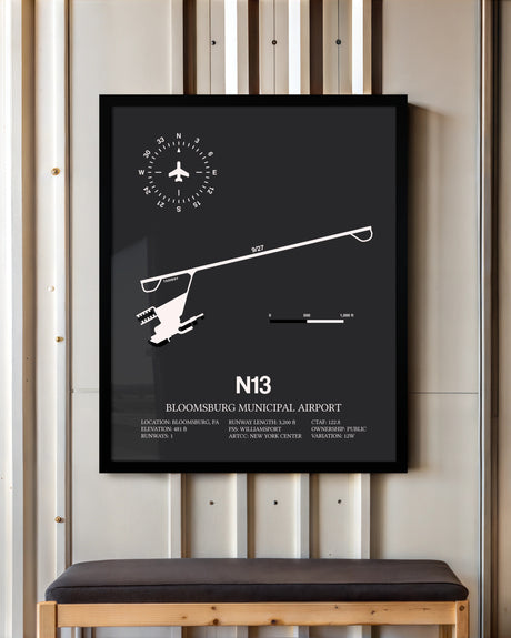 Frame color options for Bloomsburg Municipal Airport Wall Art