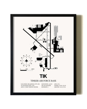 Framed Tinker Air Force Base wall art poster in black frame