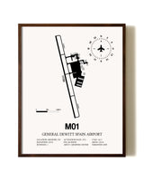 General Dewitt Spain Airport aviation print in walnut frame