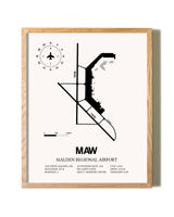 Malden Regional Airport framed print in natural wood frame