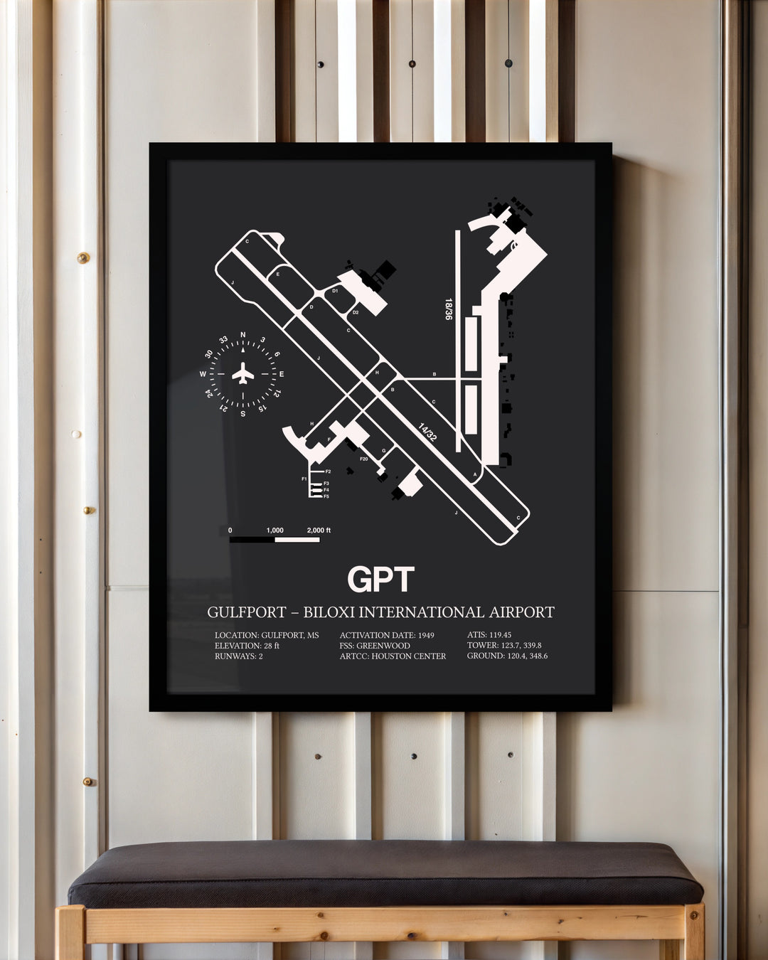 Frame color options for Gulfport-Biloxi International Airport Wall Art
