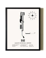 Framed Albany Municipal Airport wall art poster in black frame