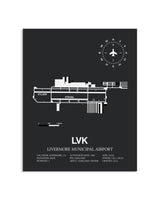 Gray Framed Livermore Municipal Airport layout wall art poster