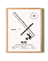 Jackson Municipal Airport framed print in natural wood frame