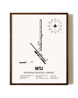 Montrose Regional Airport aviation print in walnut frame