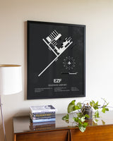 Gray Framed Shannon Airport wall art poster in black frame