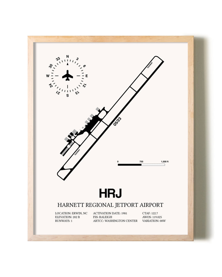 Harnett Regional Jetport Airport framed wall art in white frame
