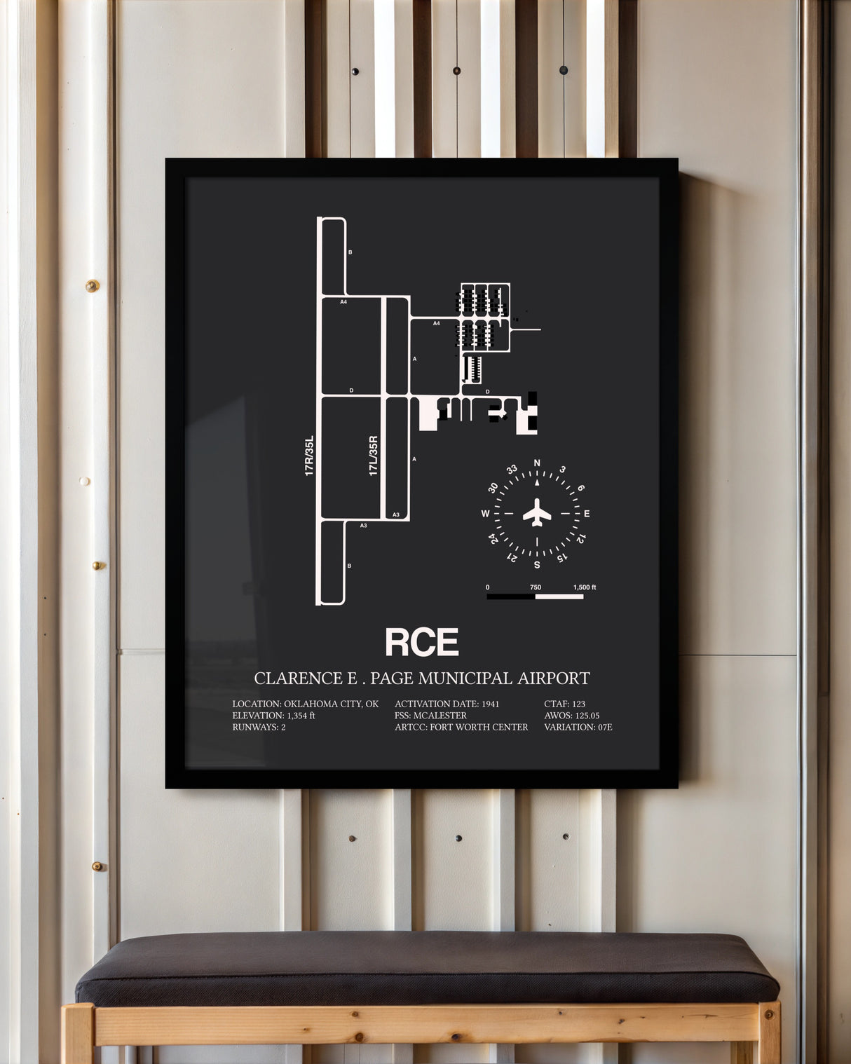Frame color options for Clarence E. Page Municipal Airport Wall Art