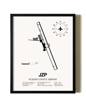 Framed Pickens County Airport wall art poster in black frame