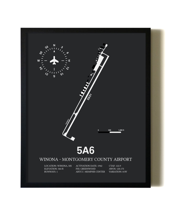 Unframed Winona - Montgomery County Airport map print poster