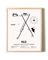 Wheeling Ohio County Airport framed wall art in white frame