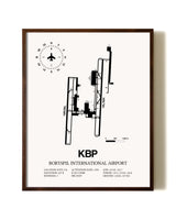 Boryspil International Airport aviation print in walnut frame