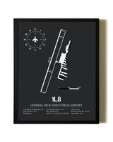 Unframed General Dick Stout Field Airport map print poster