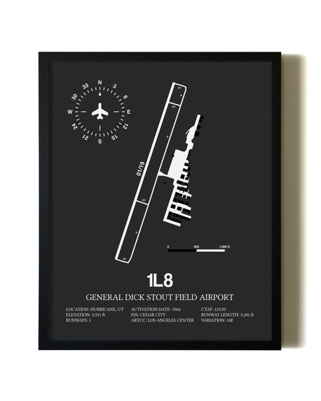 Unframed General Dick Stout Field Airport map print poster