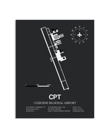 Gray Framed Cleburne Regional Airport layout wall art poster