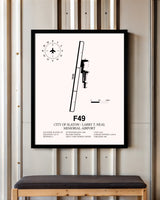City Of Slaton / Larry T. Neal Memorial Airport framed poster displayed in an airplane hangar