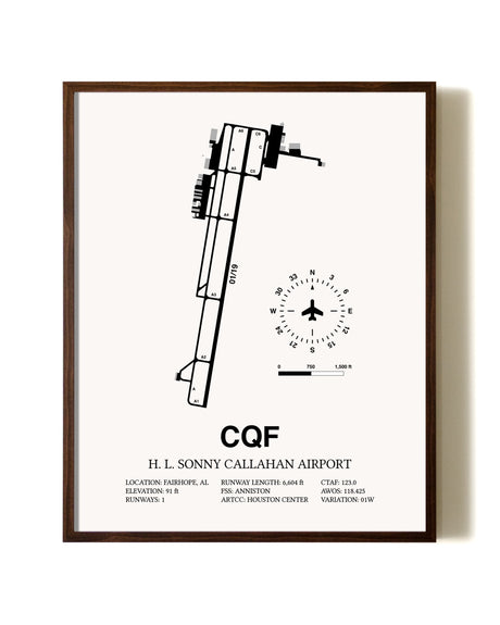 H. L. Sonny Callahan Airport aviation print in walnut frame