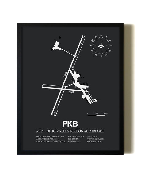 Unframed Mid-Ohio Valley Regional Airport map print poster