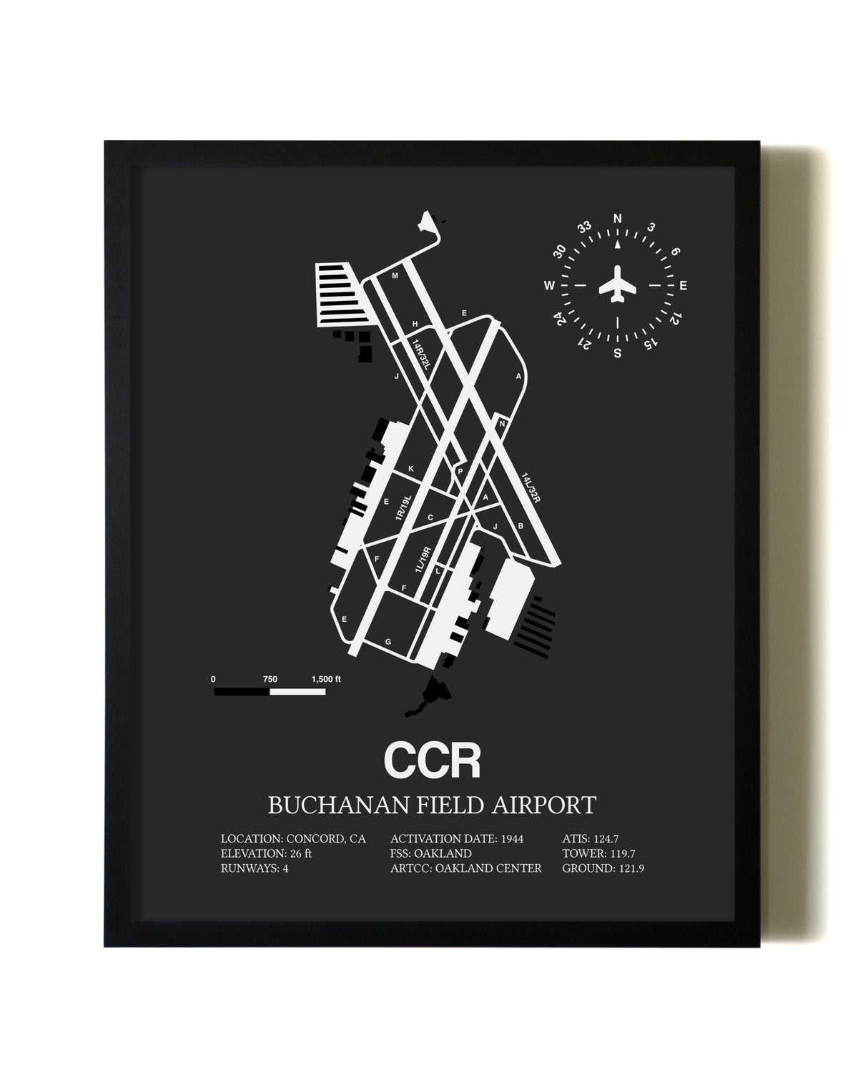 Unframed Buchanan Field map print poster