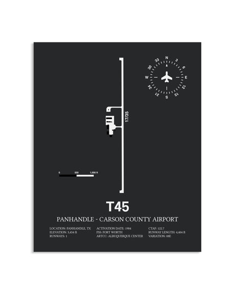 Gray Framed Panhandle-Carson County Airport layout wall art poster