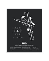 Gray Framed Easterwood Field Airport layout wall art poster