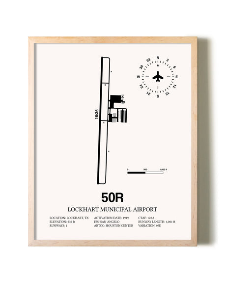 Lockhart Municipal Airport framed wall art in white frame