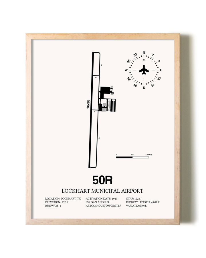 Lockhart Municipal Airport framed wall art in white frame