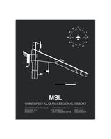 Gray Framed Northwest Alabama Regional Airport layout wall art poster