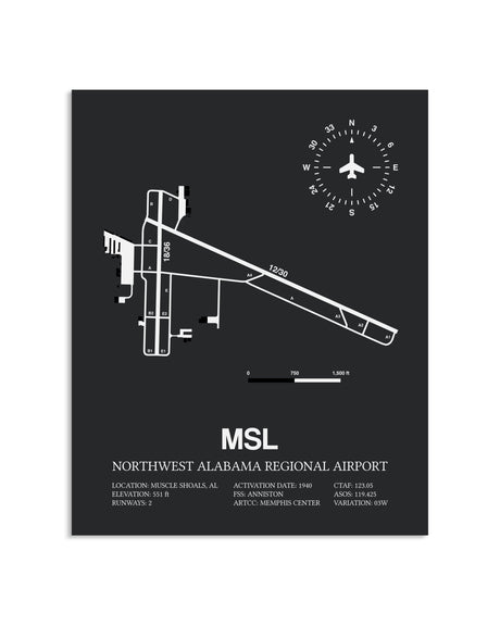 Gray Framed Northwest Alabama Regional Airport layout wall art poster