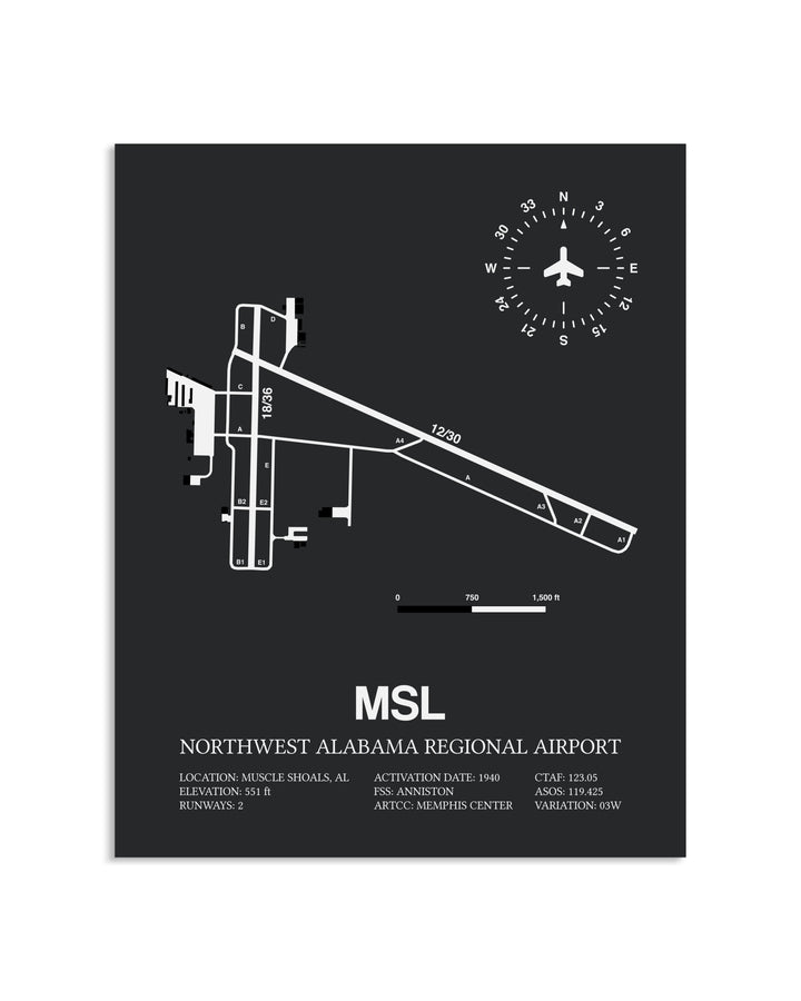 Gray Framed Northwest Alabama Regional Airport layout wall art poster