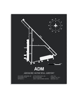 Gray Framed Ardmore Municipal Airport layout wall art poster