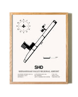 Shenandoah Valley Regional Airport framed print in natural wood frame