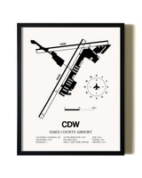 Framed Essex County Airport wall art poster in black frame